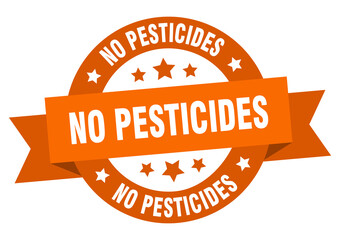 no pesticides round ribbon isolated label. no pesticides sign