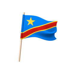 Democratic Republic of the Congo flag. Star and red diagonal stripe in yellow border on blue background. Vector illustration.