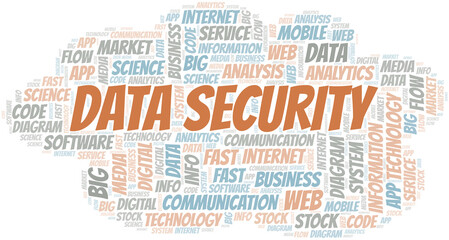 Fototapeta premium Data Security vector word cloud, made with text only.