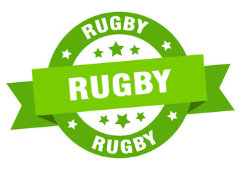 rugby round ribbon isolated label. rugby sign