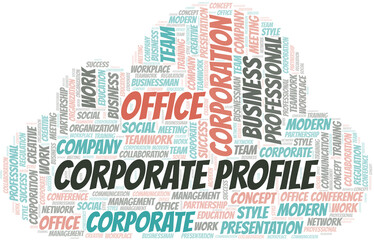 Obraz premium Corporate Profile vector word cloud, made with text only.