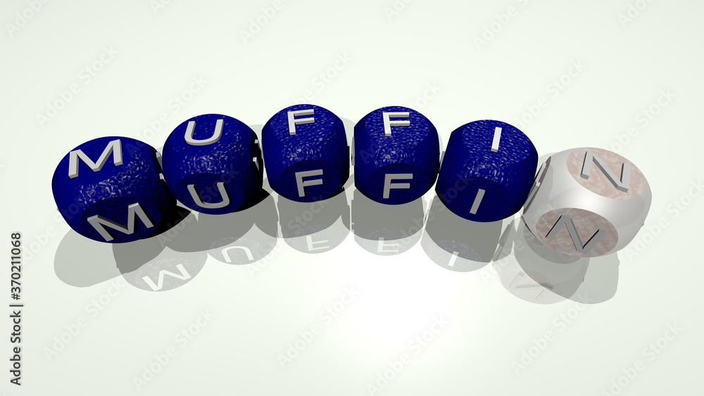 Poster combination of muffin built by cubic letters from the top perspective, excellent for the concept pre