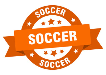 soccer round ribbon isolated label. soccer sign
