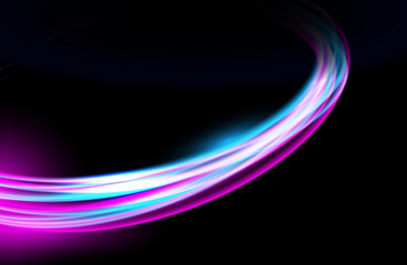 Abstract Colorful light trails with motion blur effect, speed background. futuristic neon light effect. Speed of light concept background