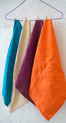 Multicolored linen napkins and towels