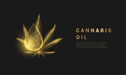 Abstract low poly falling golden oil drop.