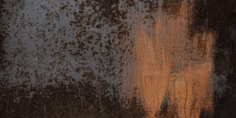 Rust Surface. Close-up Of Dark Hard Rust On An Old Sheet Of Metal Texture. Grunge Rusty Old And Dirty Metal Plate. Iron Surface Full Area Background Pattern.