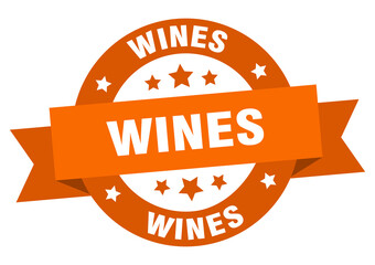 wines round ribbon isolated label. wines sign