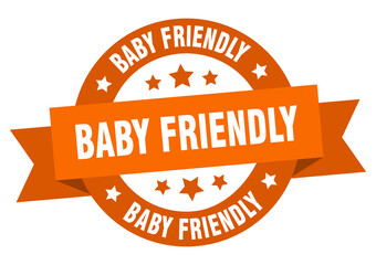baby friendly round ribbon isolated label. baby friendly sign
