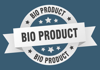 bio product round ribbon isolated label. bio product sign