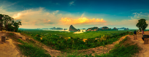 Fototapeta premium Phang Nga Bay in Ao Phang Nga National Park one one of the most popular and amazing tourist attractions near the island of Phuket, Thailand