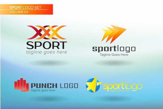 Sport Logo Set Template. Triple x. Star. Punch. triple arrow