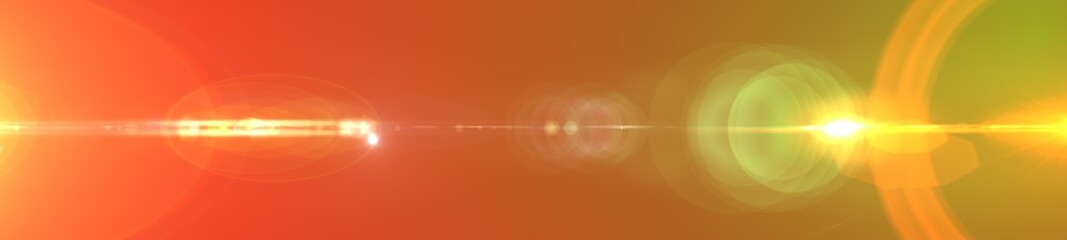 Optical lens flare with yellow light and orange background