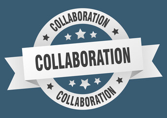 collaboration round ribbon isolated label. collaboration sign