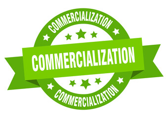 commercialization round ribbon isolated label. commercialization sign