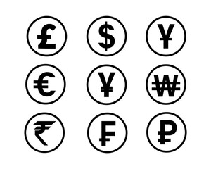 Currency icon set design illustration eps10 vector