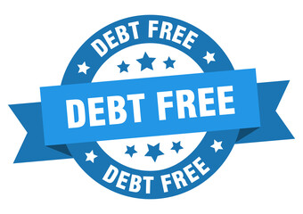 debt free round ribbon isolated label. debt free sign
