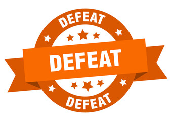 defeat round ribbon isolated label. defeat sign