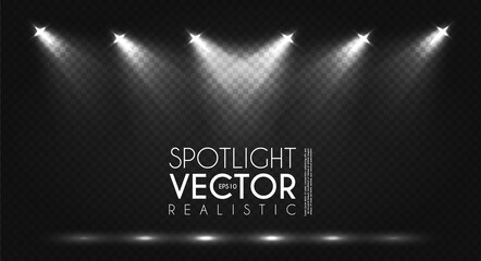 Spotlight. Transparent light effect. Show design. Light source. Empty scene.