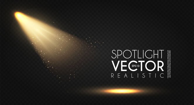 Spotlight. Transparent light effect. Show design. Light source. Empty scene.