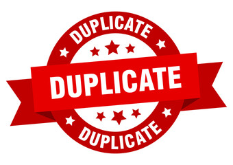 duplicate round ribbon isolated label. duplicate sign