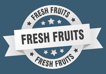 fresh fruits round ribbon isolated label. fresh fruits sign
