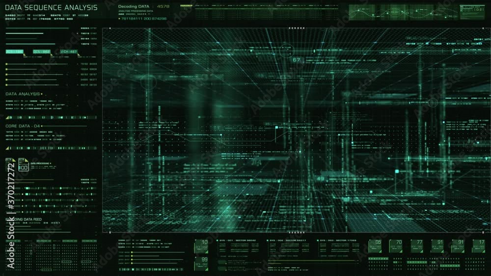Aufkleber Futuristic holographic data sequence simulation of artificial neural networks intelligence analysis head up display background