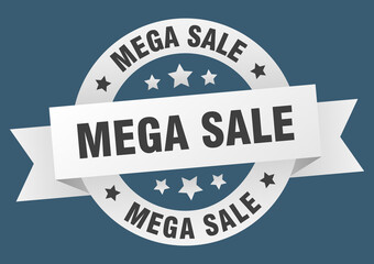Fototapeta premium mega sale round ribbon isolated label. mega sale sign