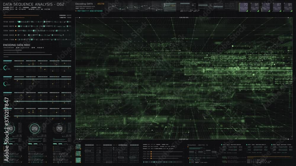 Poster Futuristic holographic data sequence simulation of artificial neural networks intelligence analysis head up display background