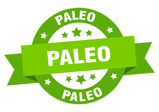 paleo round ribbon isolated label. paleo sign