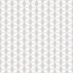 Vector geometric seamless pattern. Stylish gray and white abstract geometric texture with rhombuses, diamonds, triangles, star shapes, hexagon grid. Subtle minimal geo background. Simple repeat design