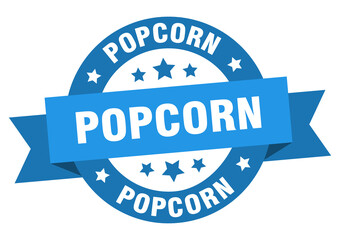 popcorn round ribbon isolated label. popcorn sign