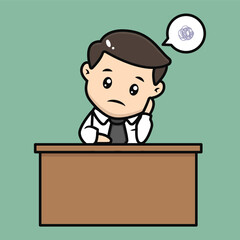 Cute stressed businessman concept mascot design illustration