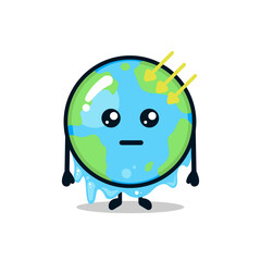 Cute planet earth mascot design illustration