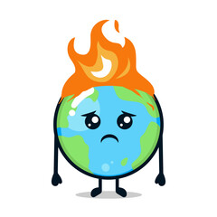 Cute planet earth mascot design illustration