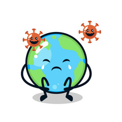 Cute planet earth mascot design illustration