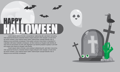 info graphic of Happy Halloween background. vector cartoon flat design.