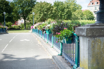 City bridge across the river. Access for cars, bicycles and pedestrians.