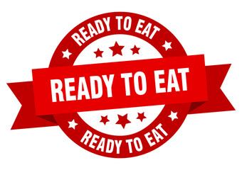ready to eat round ribbon isolated label. ready to eat sign