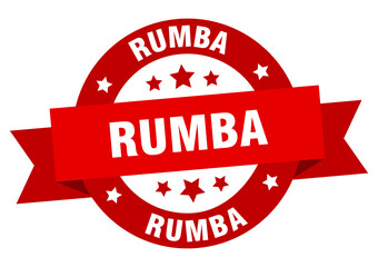 rumba round ribbon isolated label. rumba sign