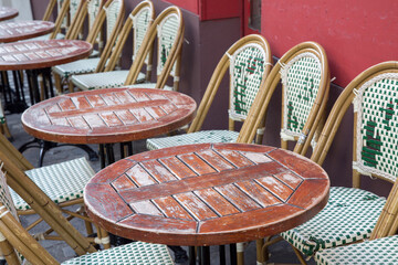Old Cafe Table and Chairs in Montmartre; Paris