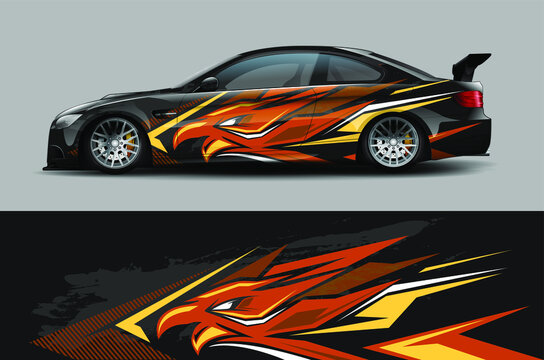 car wrap vector designs. eagle abstract livery for vehicle vinyl branding background
