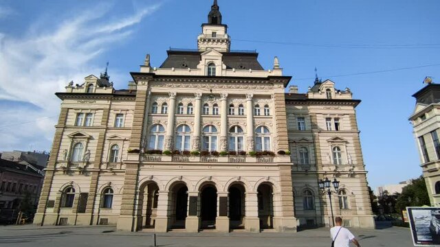 Timelapse footage of City Hall Novi Sad in Serbia