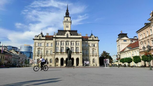 Timelapse footage of City Hall Novi Sad in Serbia