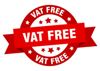 vat free round ribbon isolated label. vat free sign