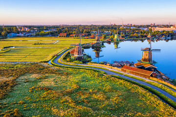 Zaanse Schans windmills landscape, North Holland, Netherlands