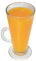 Orange juice glass on a white background