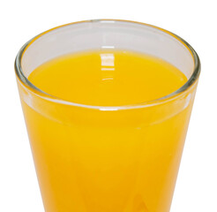 Orange juice glass on a white background