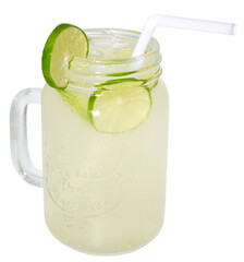 Lemonade class on a white background with a straw