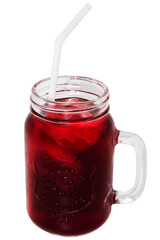 Fruit flavored water glass in white background